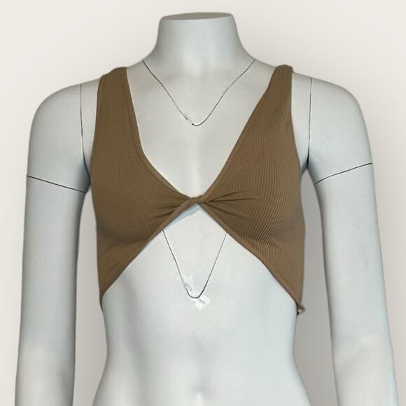 GUC | Sorella | Twist Front Ribbed Crop Top | Beige | OS - Picture 1 of 8